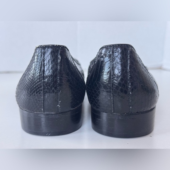 Vintage De La Rentis Genuine Snakeskin Tasseled Leather Shoe Loafer Mens Size 8